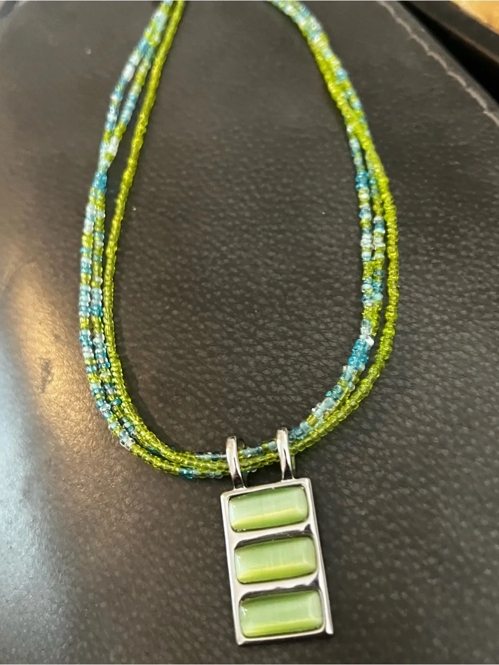 Green Glass Triplet Pendant Necklace - Women Jewelry Lia Sophia.